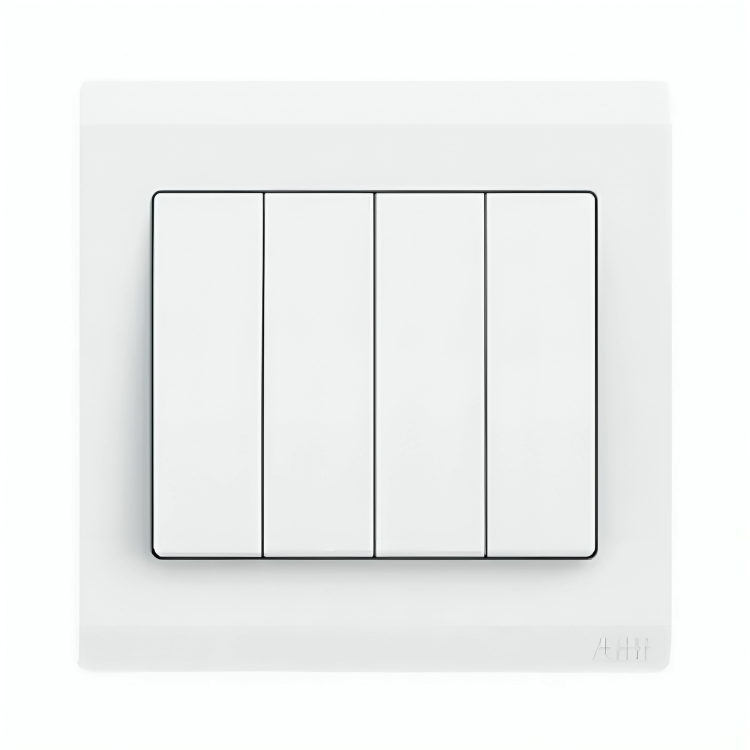 ABB 4 Gang 1 Way 10Amp Switch,Inora BL104, White