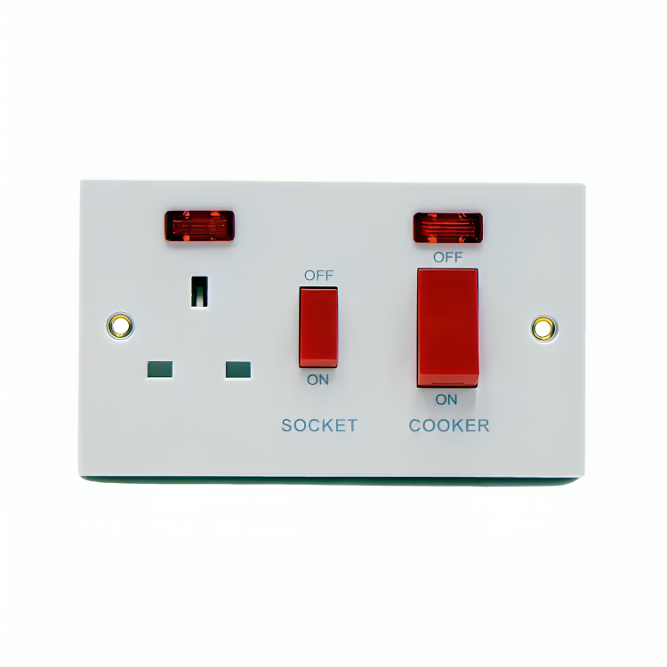 Selex 45A 1 Pole 2 Gang Cooker Switch